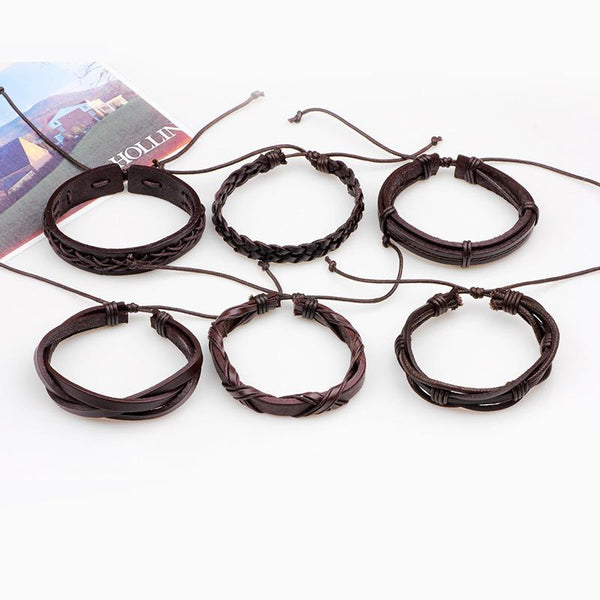 6pcs Vintage Leather Bracelets
