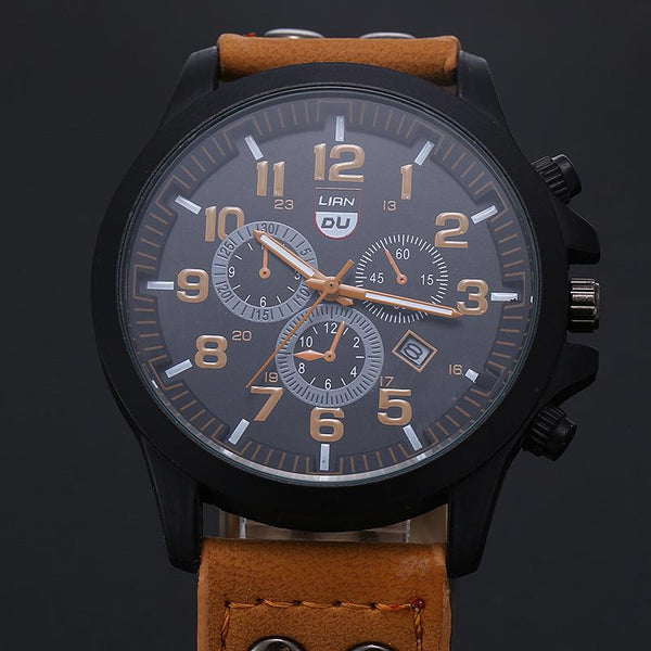 Military Leather Strap Watch