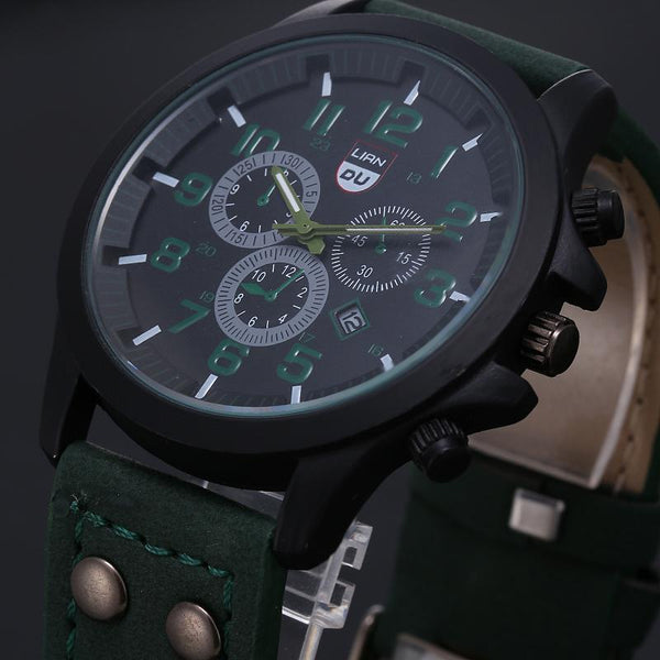 Military Leather Strap Watch