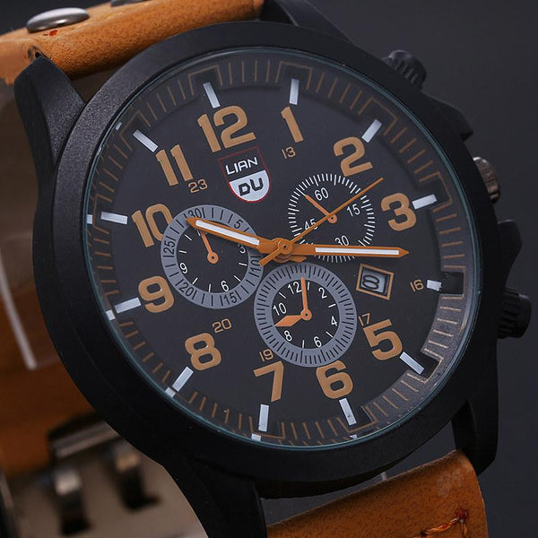 Military Leather Strap Watch