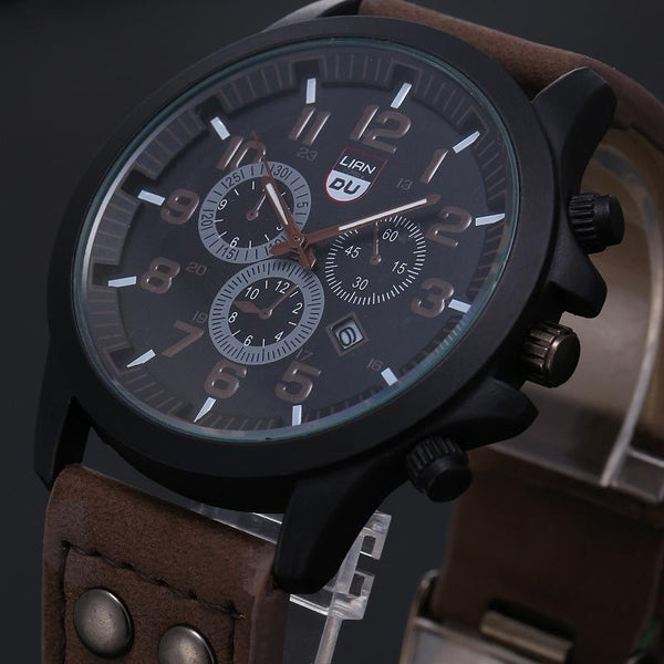 Military Leather Strap Watch
