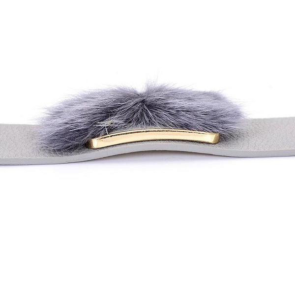 Fur Charms Cuff Leather Bracelet