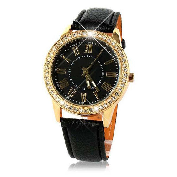 Crystal Luxury Leather Quartz Watch