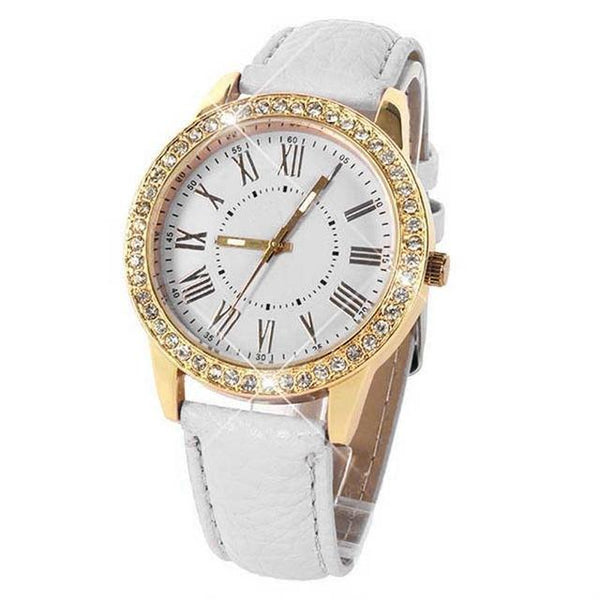 Crystal Luxury Leather Quartz Watch