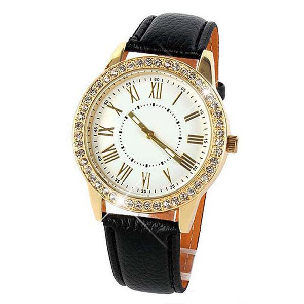 Crystal Luxury Leather Quartz Watch