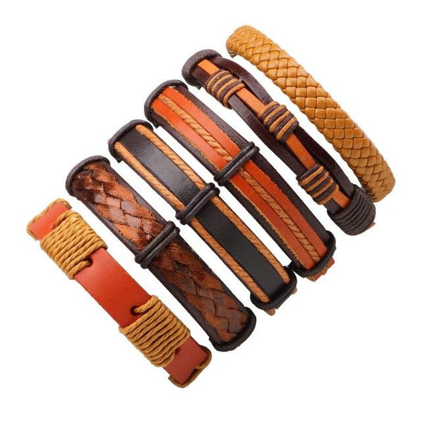 6pcs Vintage Leather Bracelets