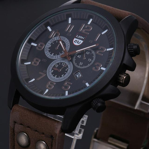 Military Leather Strap Watch
