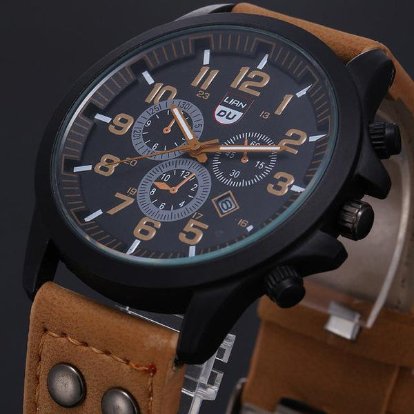 Military Leather Strap Watch